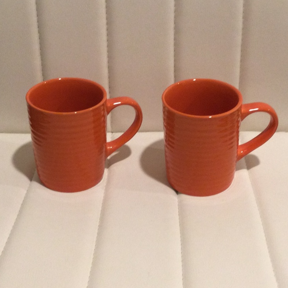 (2) NWT Orange Ceramic Royal Norfolk Mugs Set